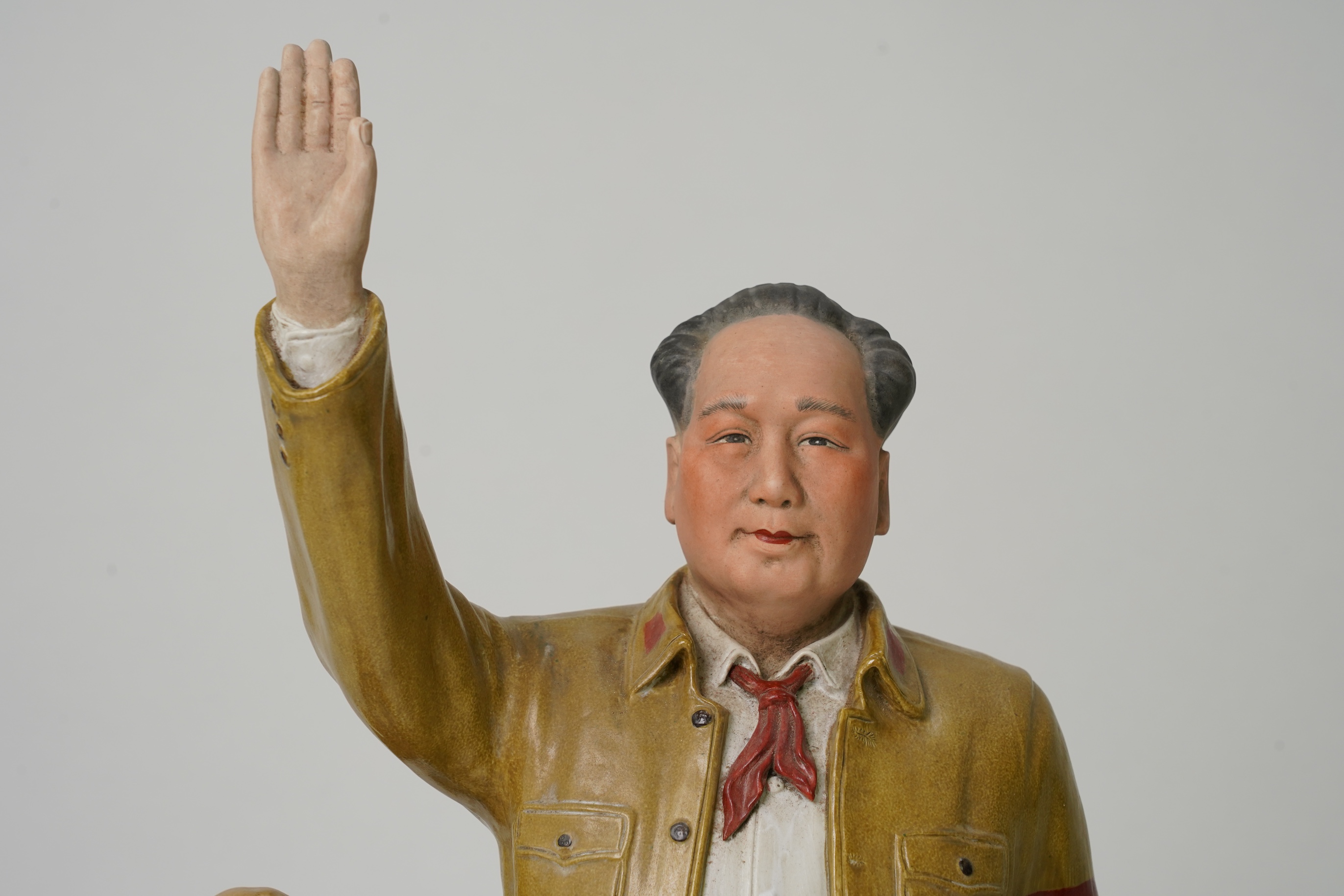 A large Chinese enamelled porcelain group of Mao Dse Dong and three school children, 1970s